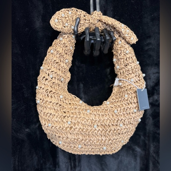 🤎🤎Viral Haute Hippie Straw Crochet
Beaded Hobo Faux Pearl Handbag🤎🤎 NWT - Picture 7 of 15